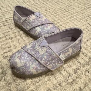 TOMS Girls Unicorn Print Slip-On Shoes - Purple